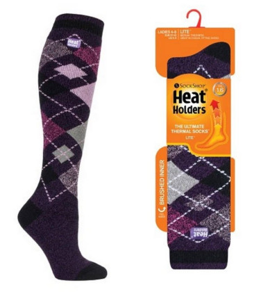 Dámské podkolenky Heat Holders zimní tm.fialové karo