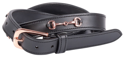 Kožený pásek HH bits rosegold černý